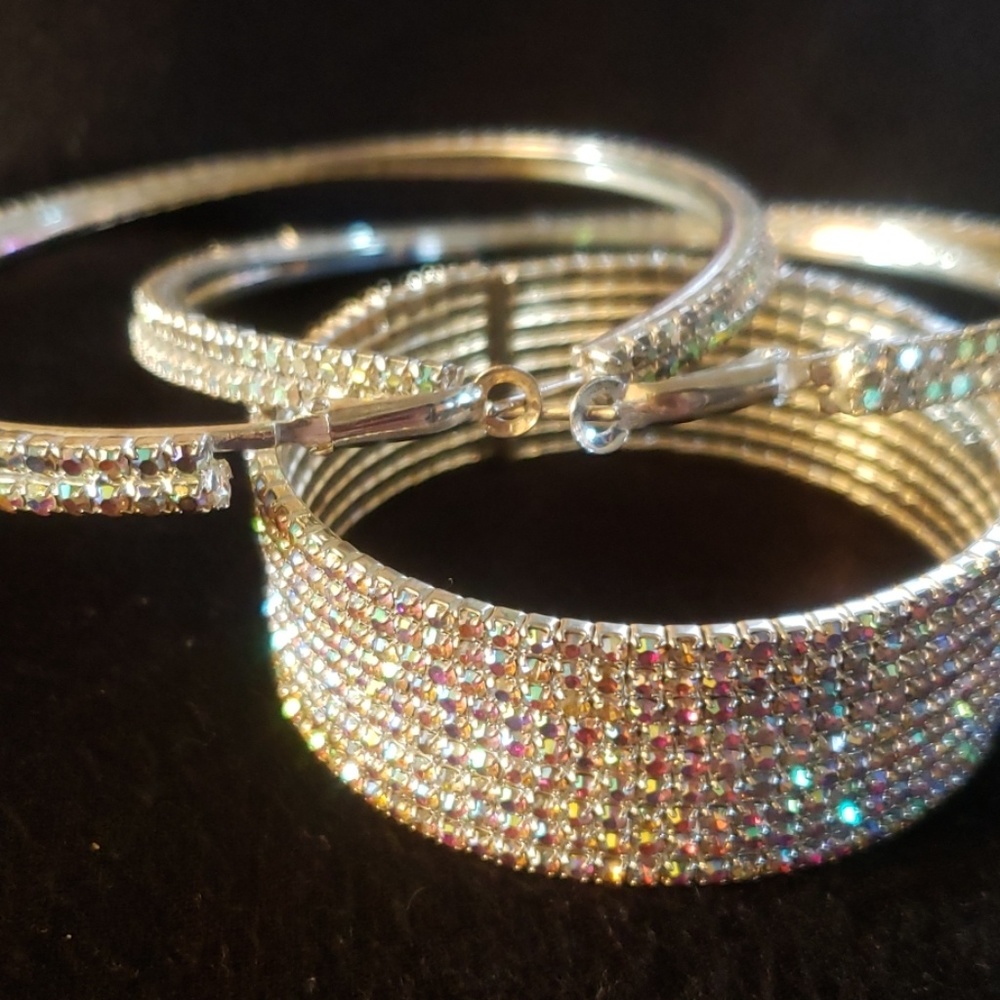 Rhinestone Cuff $26 & XL Hoops $29 SET: $55 - Picture 7 of 8